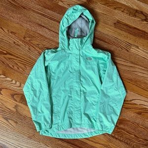 North Face Kids Teal Velcro and Zipper Rain Jacket